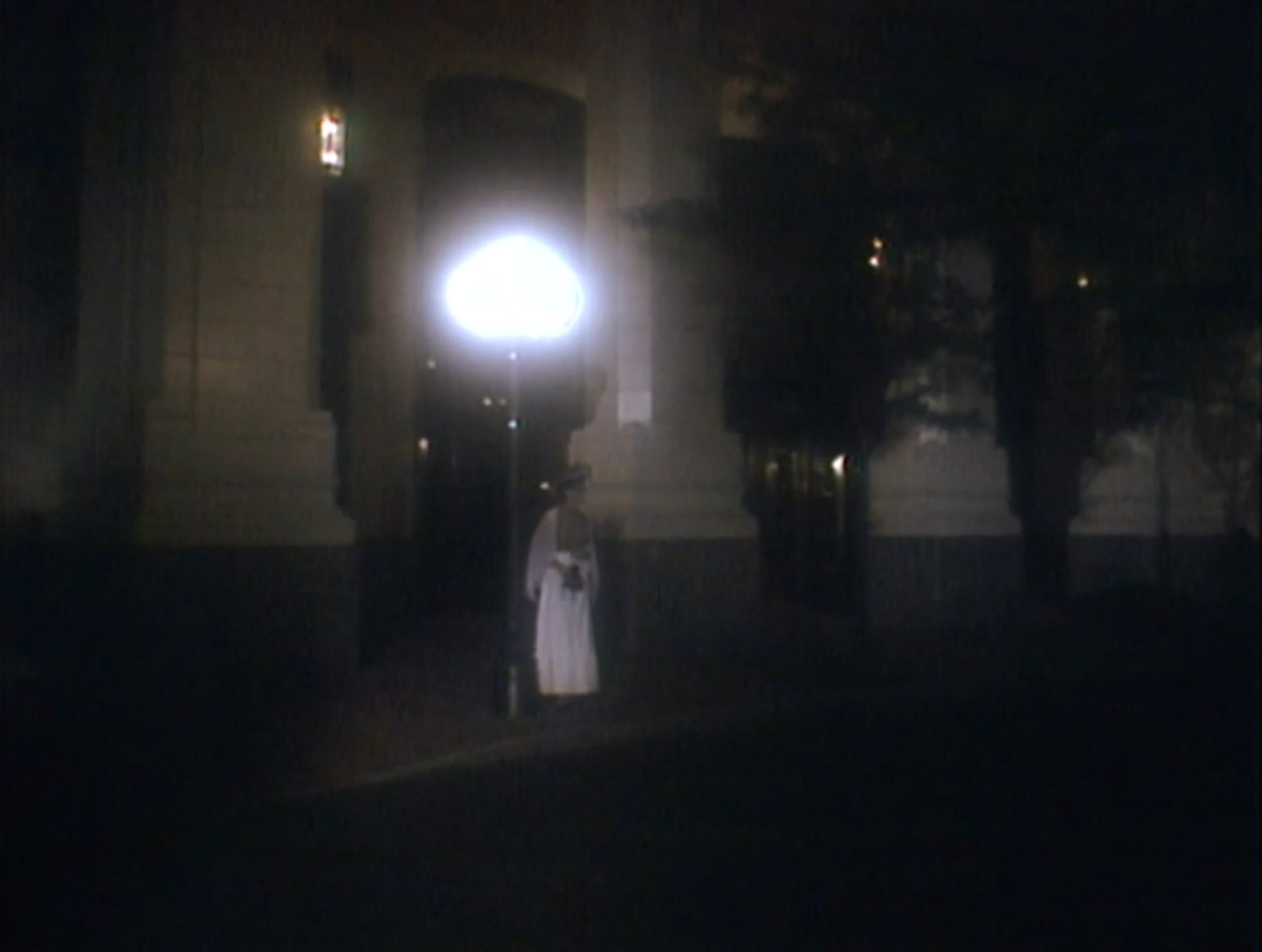 A very bright electric street light