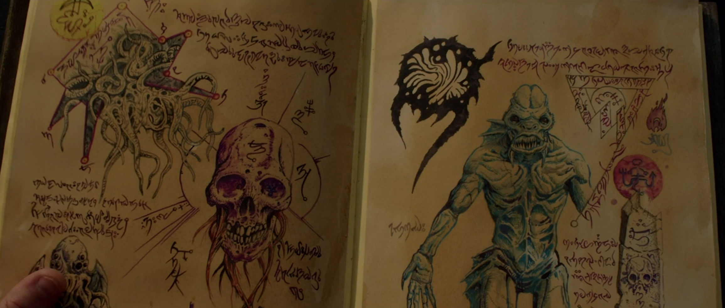 Illustrations of the monsters in a book