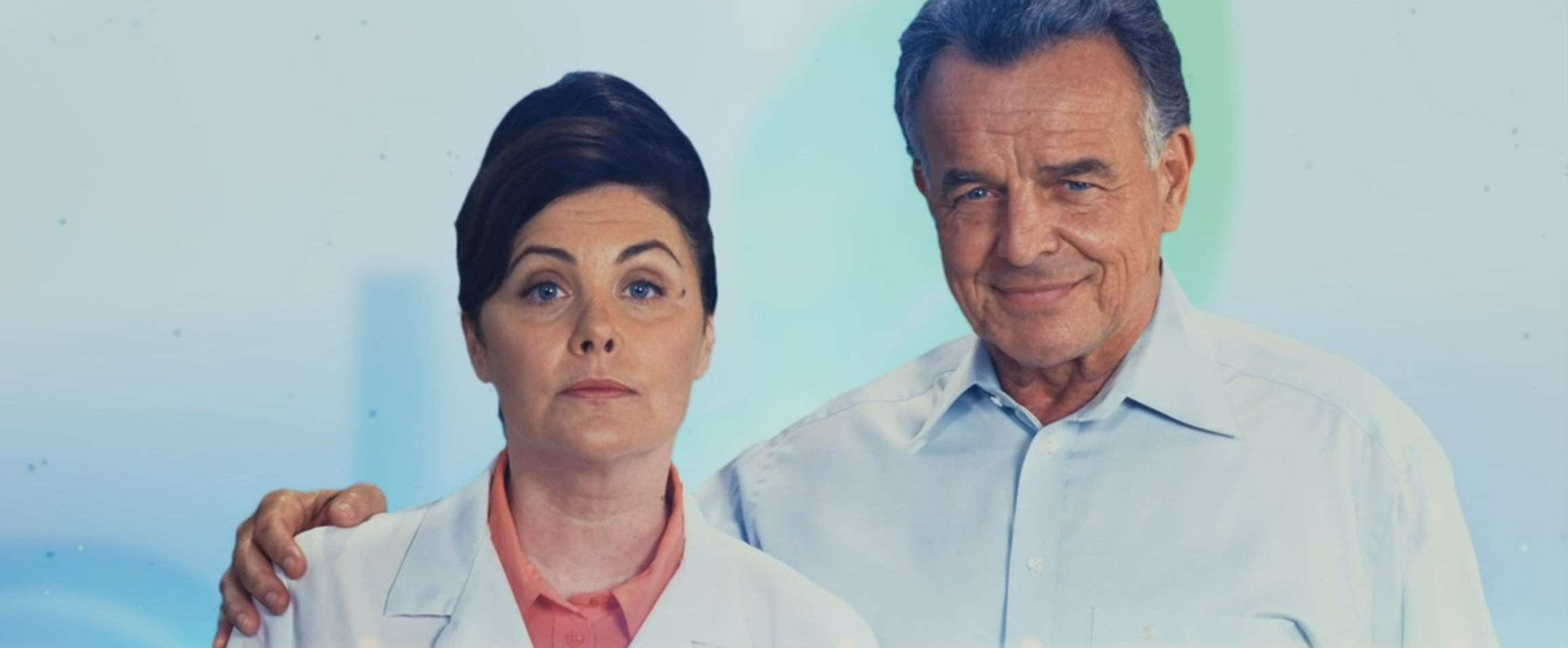 The scientist and CEO looking like they're starring in an awkward Viagra commercial
