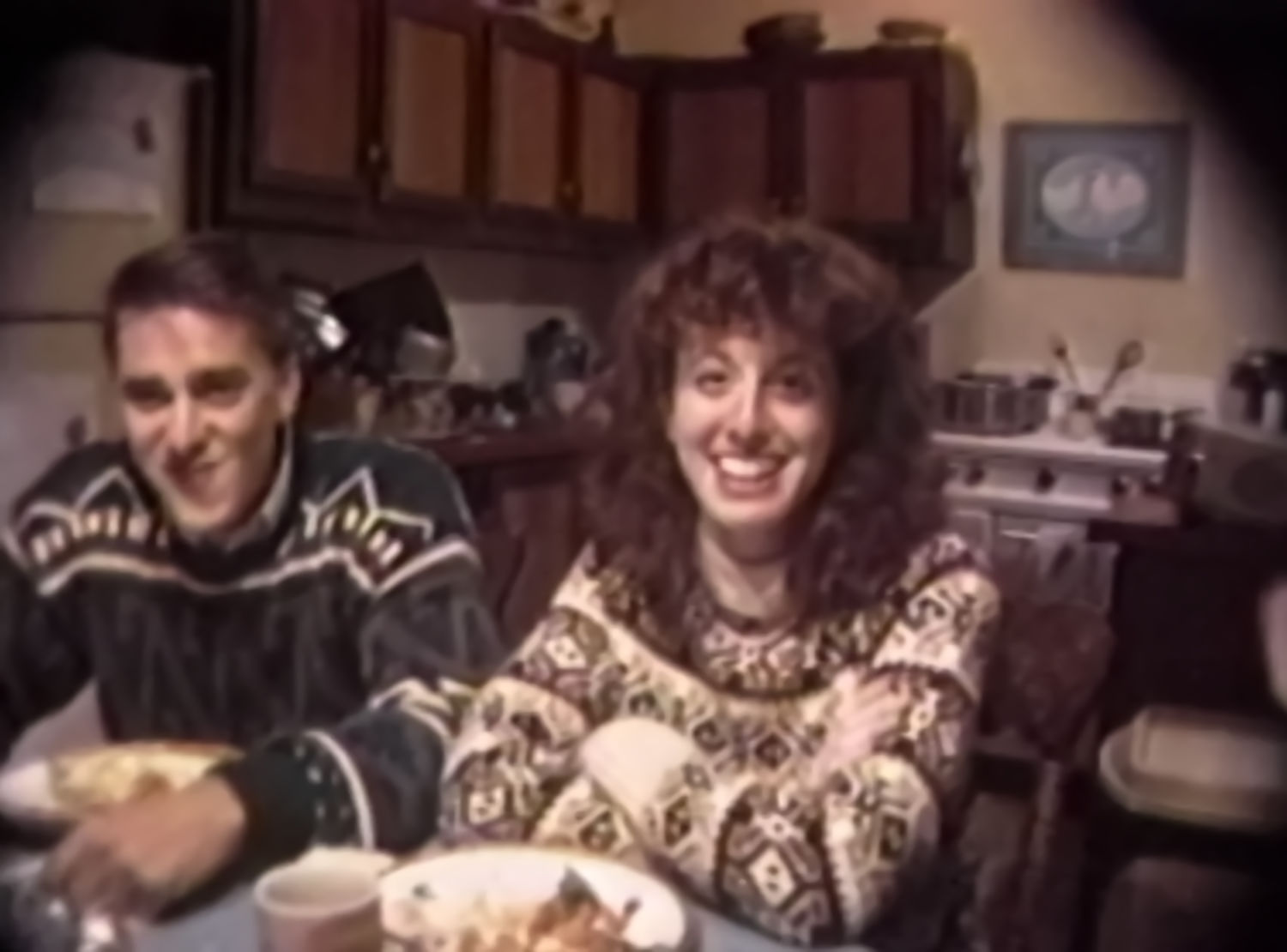 The family sporting their stylish 80s fashions