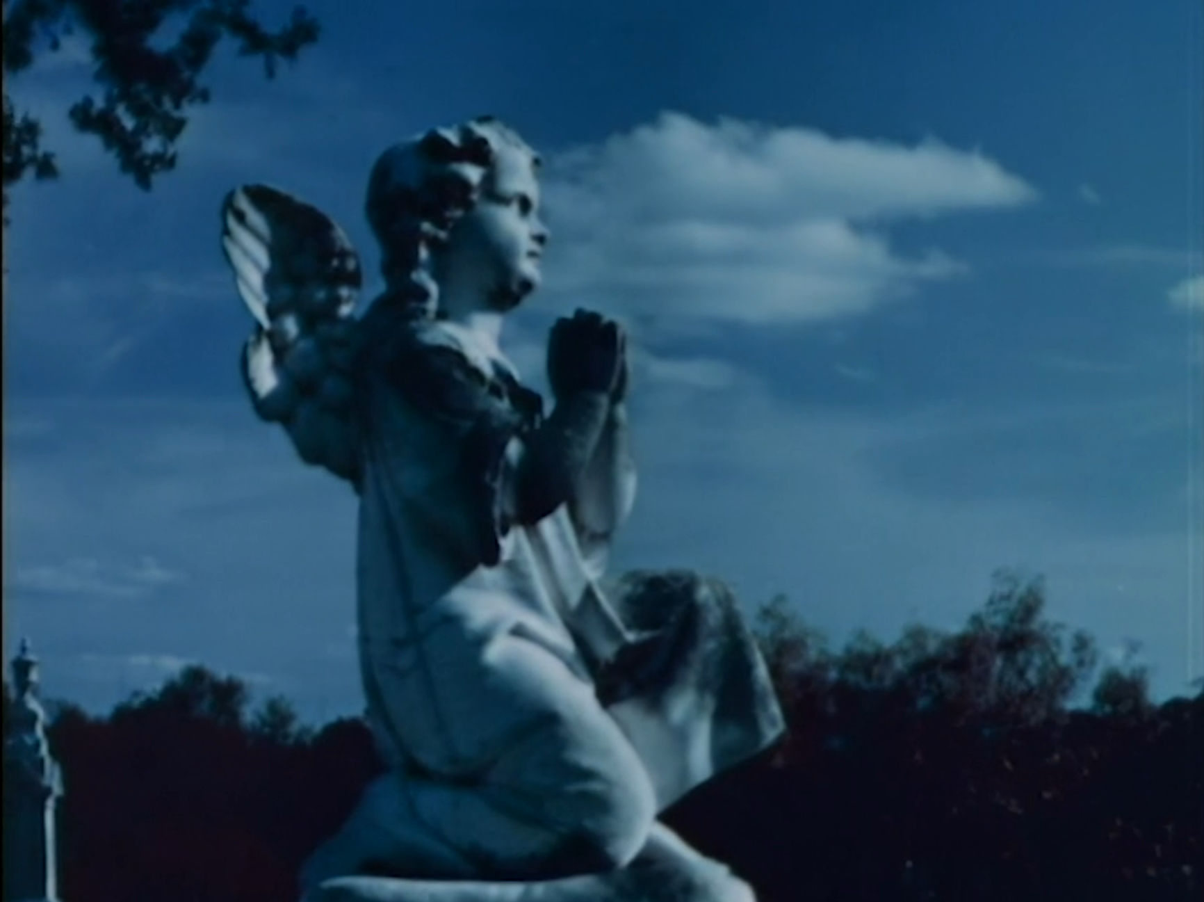Statue in the cemetery where the witch is buried