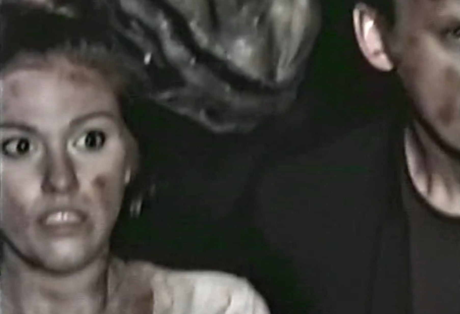 Amy and Dallas being jump scared by a Frogman