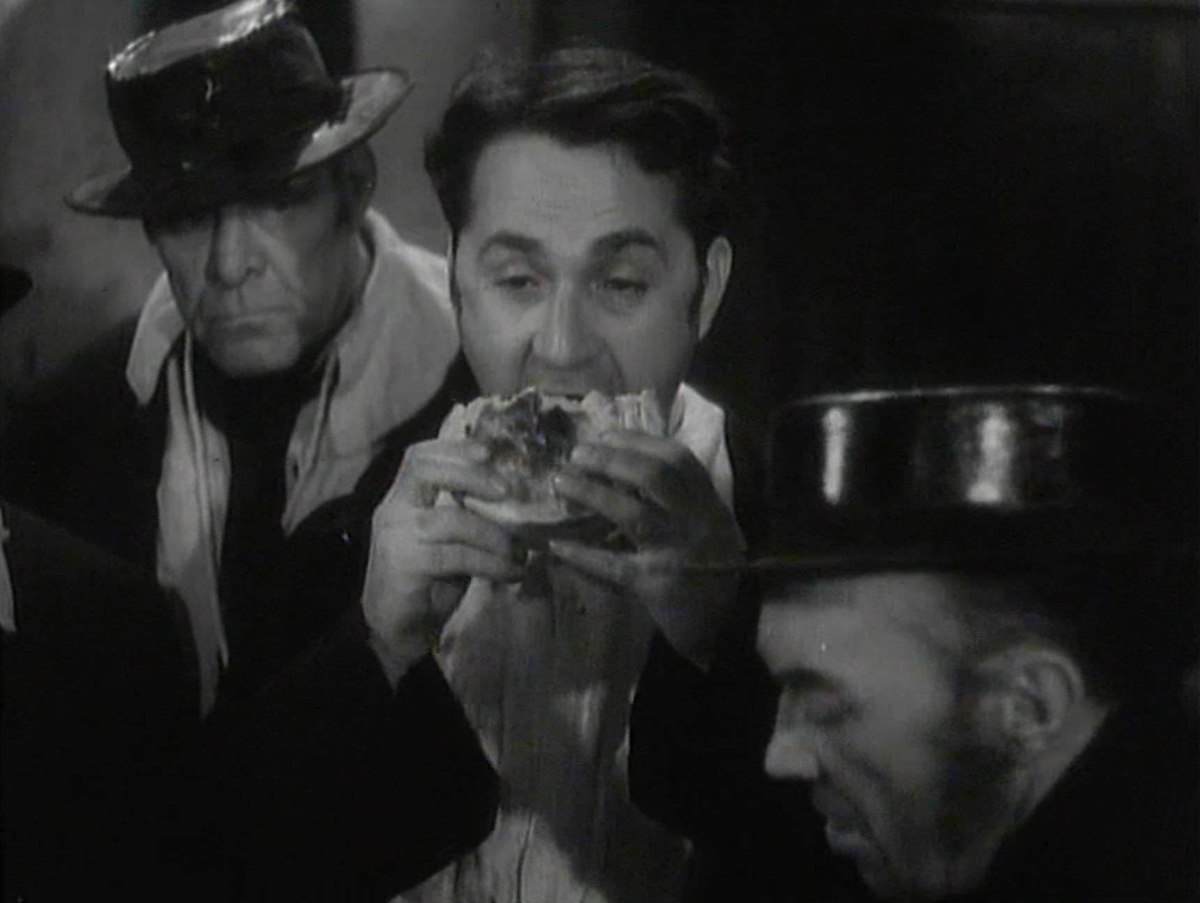 The comic relief eating an unfortunate pie