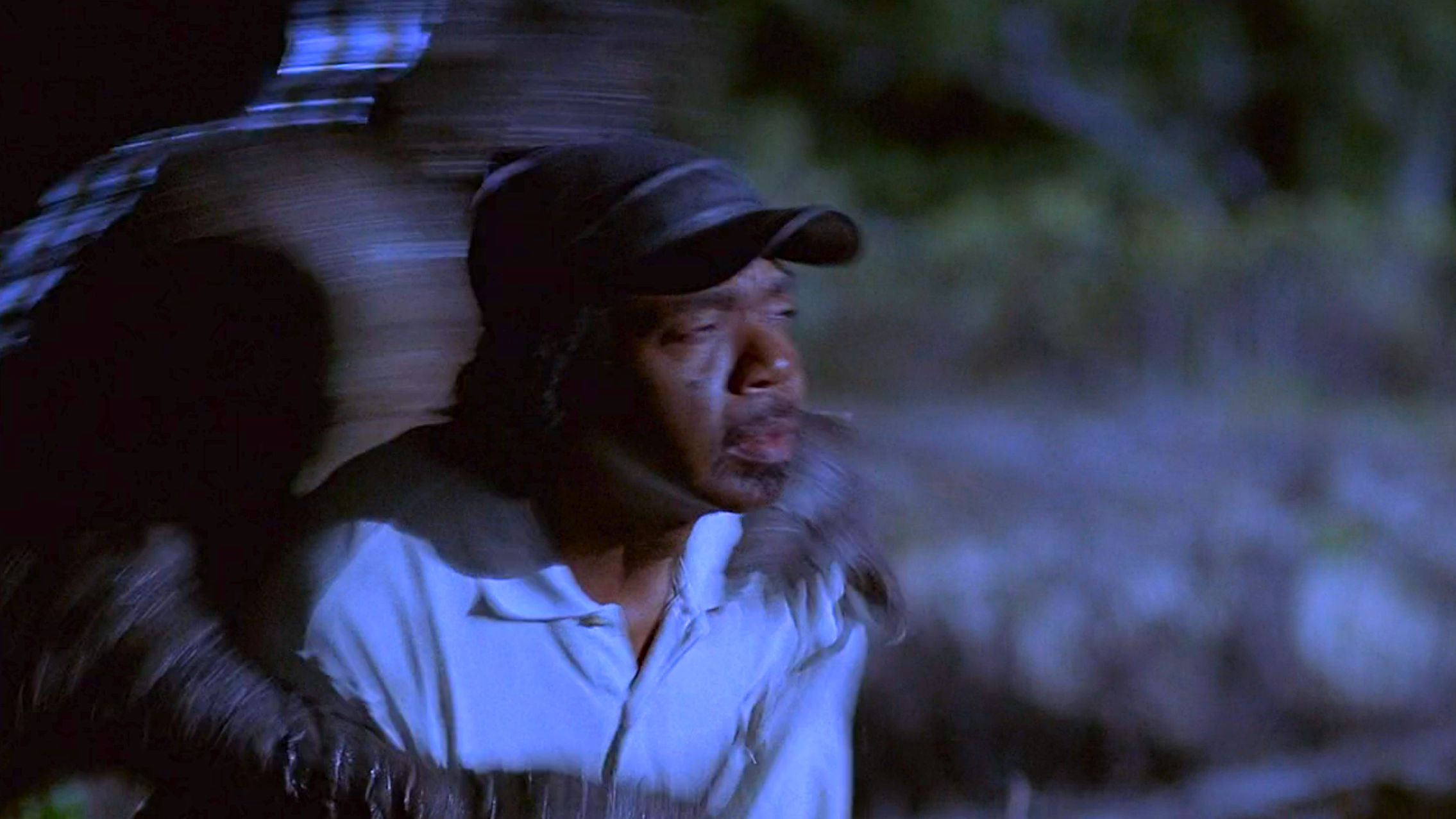 Dude getting taken out by the Chupacabra before the first scene is even over