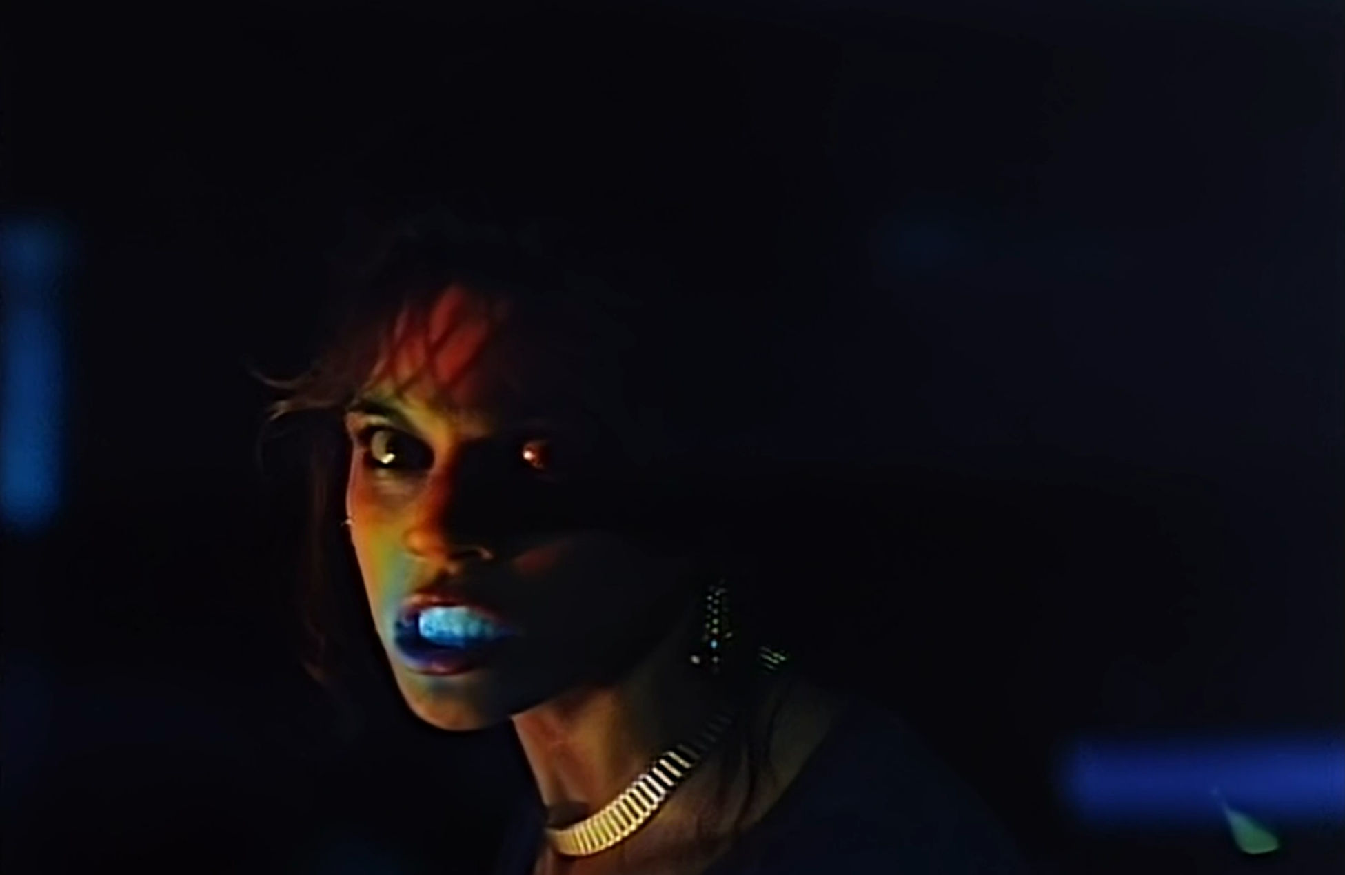 Another test subject looks like she's about to bite someone
