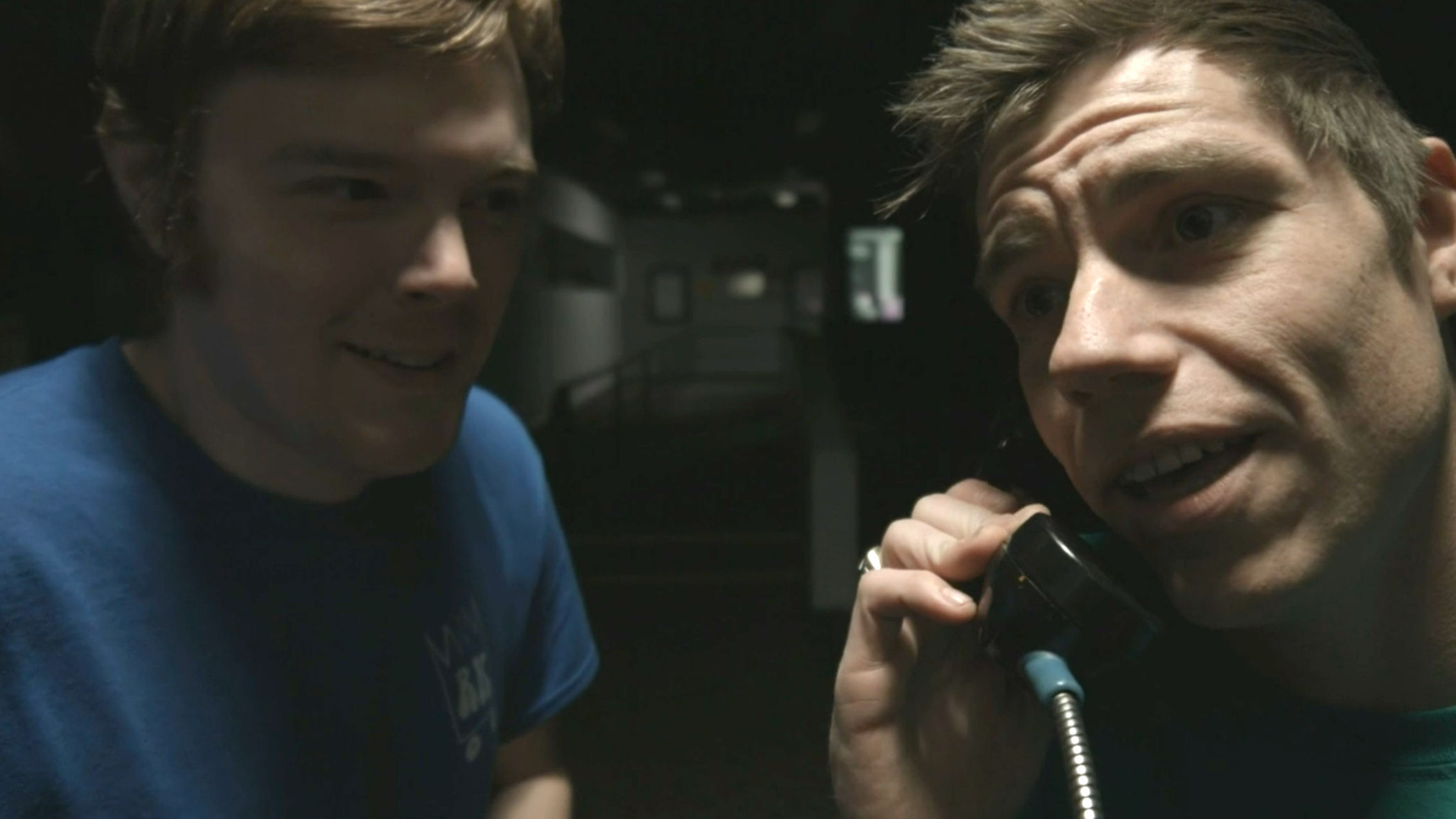 Now the guys are prank calling themselves on the pay phone